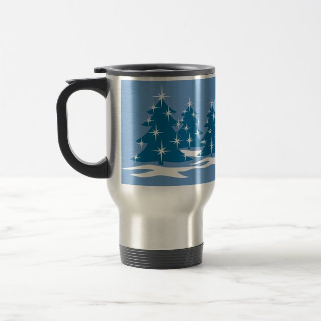 Tasse bleue de fête de Noël de tasse de café de (Gauche)
