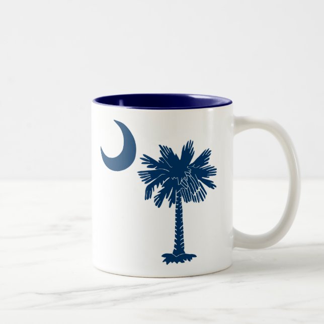 Tasse bleue de la Caroline du Sud de Palmetto (Droit)