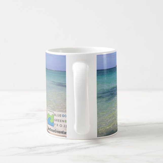 Tasse bleue de Lanikai de la terre verte d'océan (Poignée)