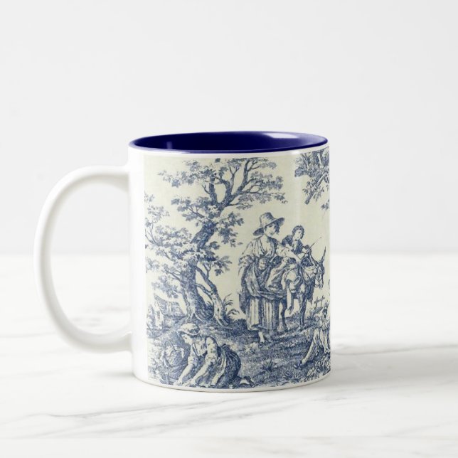 Tasse bleue de motif de pays français (Gauche)