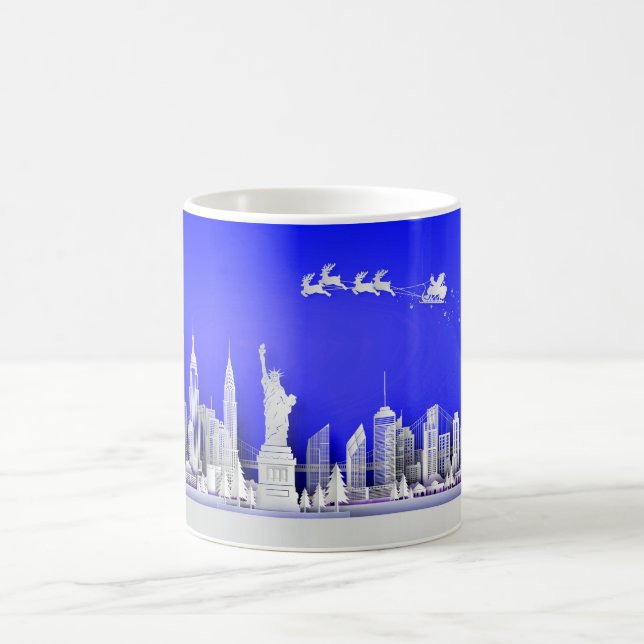 Tasse Bleue de Noël avec Santa au-dessus de New Yo (Centre)