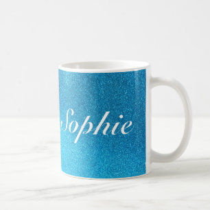 Tasse bleue de parties scintillantes