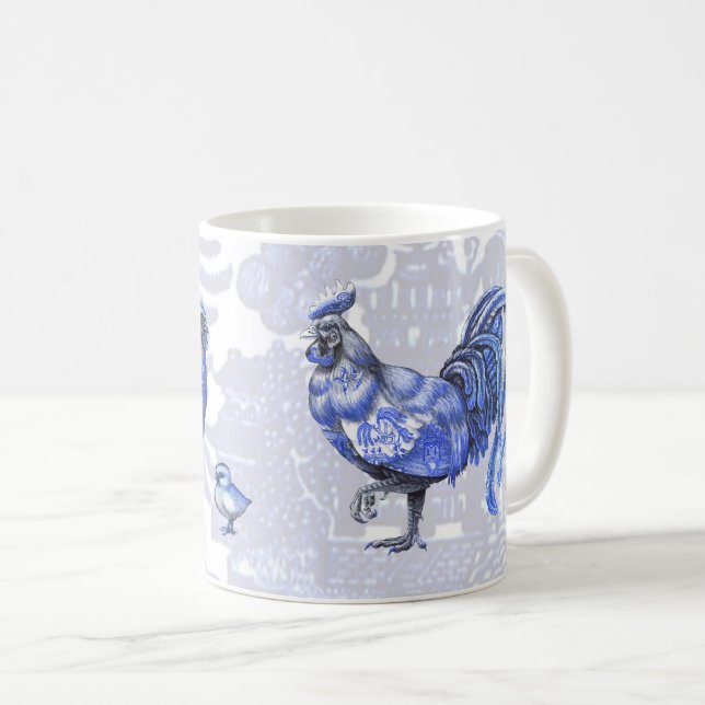 Tasse bleue de poussins de coq de poule de poulets (Devant droit)