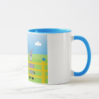 Tasse bleue de sonnerie d'ânes mignons de bande