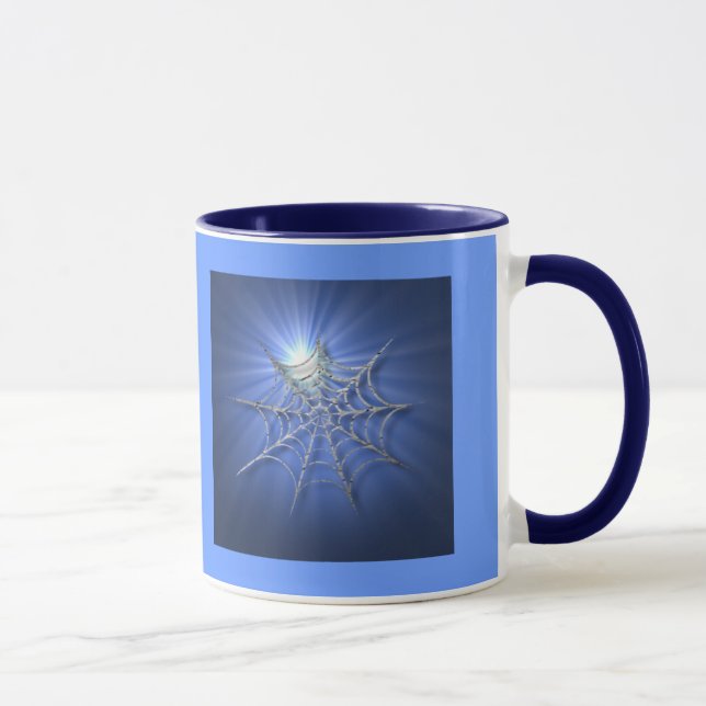 Tasse bleue de toile d'araignée de rayon de soleil (Droite)