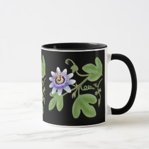 Tasse bleue de vigne de fleur de passion