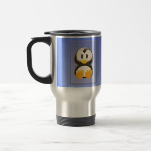 Tasse bleue de voyage de pingouin