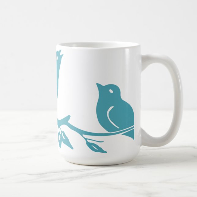 Tasse bleue d'oiseaux (Droite)