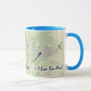 Tasse bleue du jour de mère de libellule