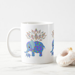 Tasse bleue éléphant coloré