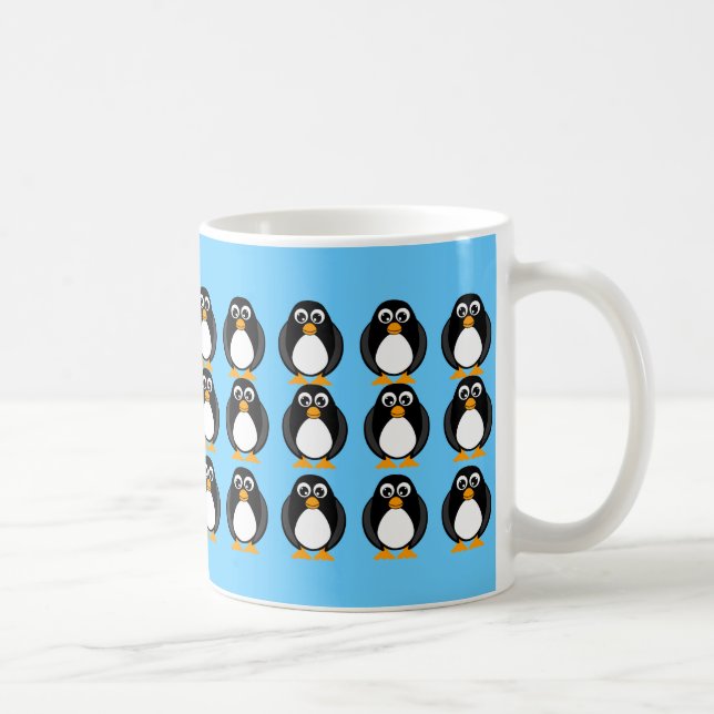 Tasse bleue et blanche de pingouin de bande (Droite)