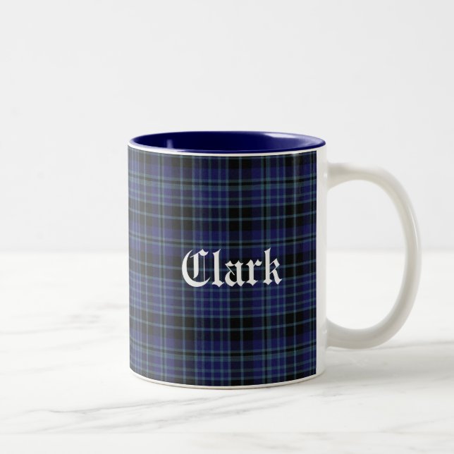 Tasse bleue et noire classique de plaid de tartan (Droit)
