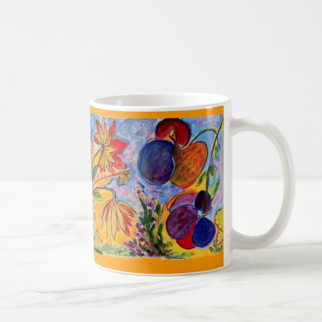Tasse bleue et orange de fleur (Droite)