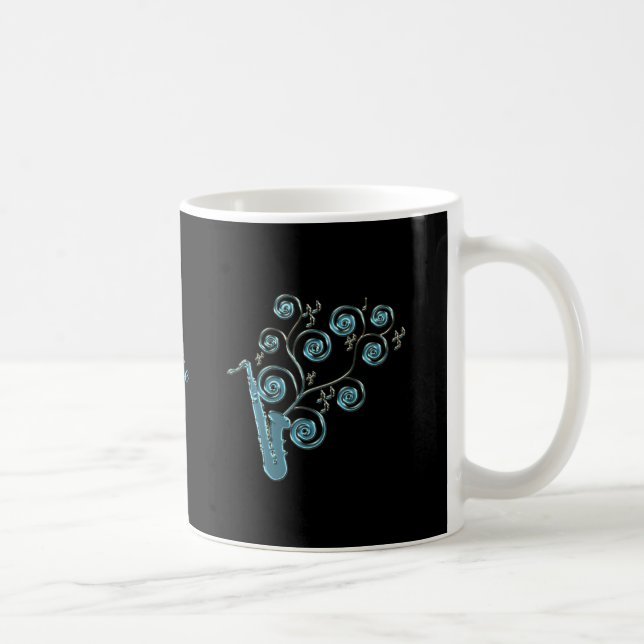 Tasse bleue personnalisée de musique de saxophone (Droite)