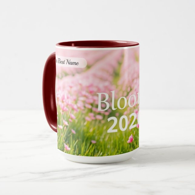 Tasse Bloom Swirl Personnalisée (Devant gauche)