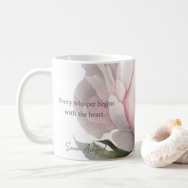 Tasse Blush bloom avec des mots chuchotés (Avec donut)
