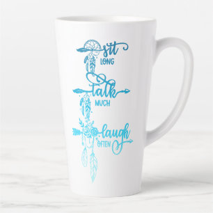 Tasse Bohème Latte Ombre Bleue 'Asseyez-vous, Parl