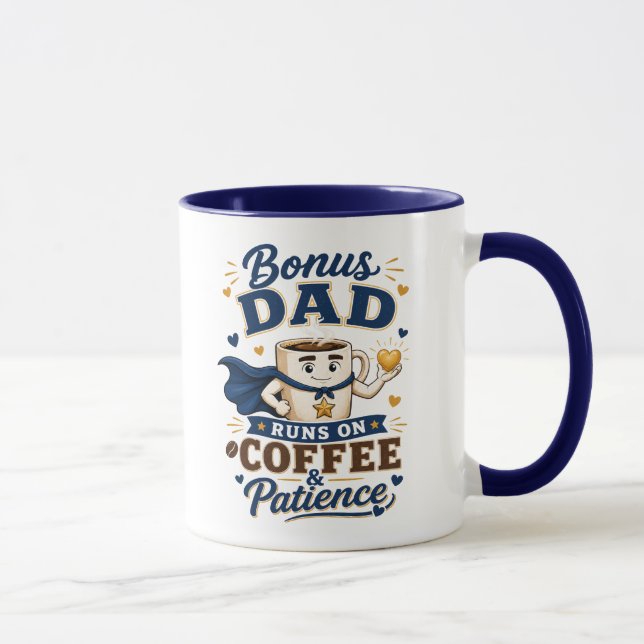 Tasse Bonus Papa Café Patience Cadeau Fête des Pèr (Droite)