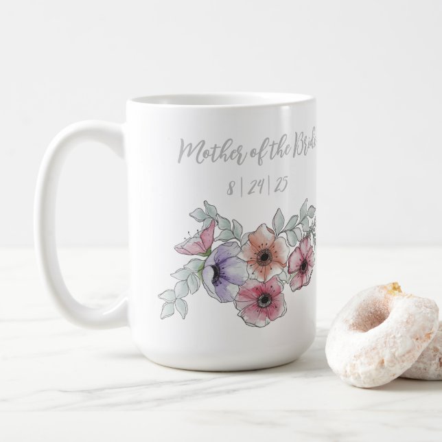 Tasse botanique aquarelle pour la mère de la marié (Avec donut)