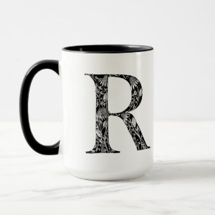Tasse botanique de la lettre R, art par Elizabeth