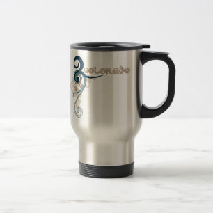Tasse bouclée bleue de voyage du Colorado de