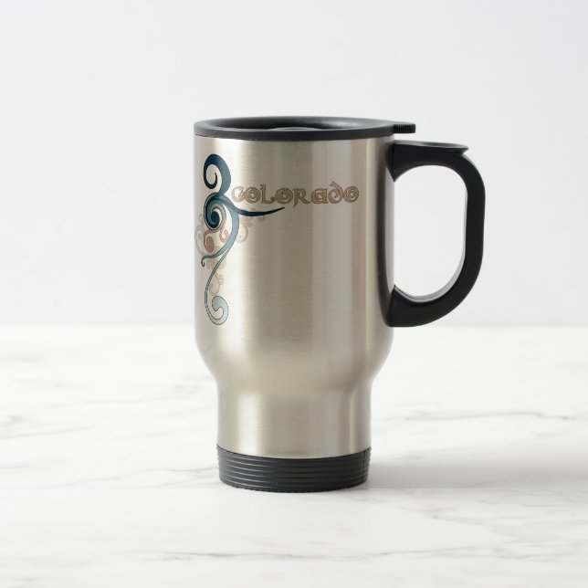 Tasse bouclée bleue de voyage du Colorado de (Droit)