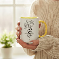 Tasse Bouquet Fleurs Jonquilles personnalisée