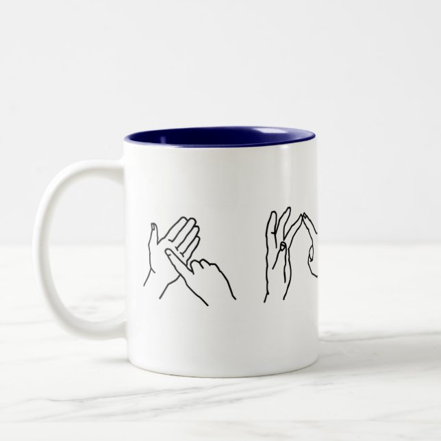 Tasse britannique de langue des signes de "amour" (Gauche)