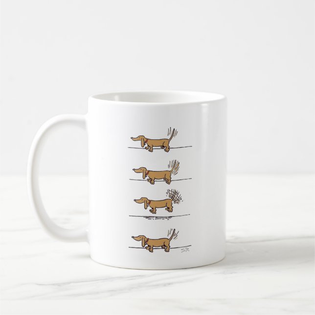 Tasse brune Dachshund volante (Gauche)