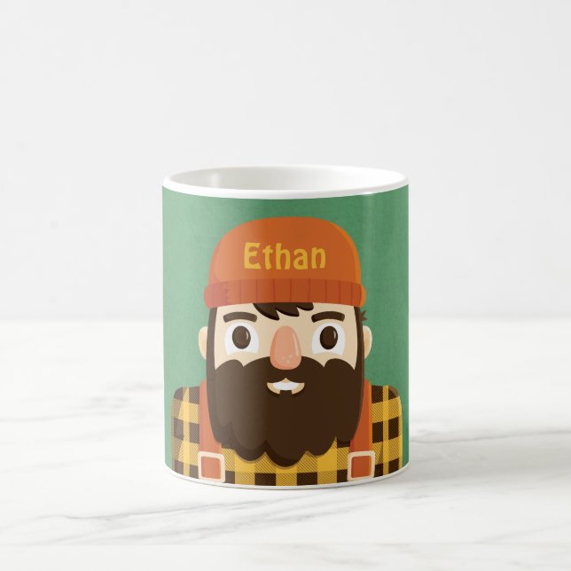 Tasse Bûcheron à Barbe Mignonne en Carreaux Jaunes (Centre)