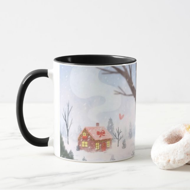 Tasse Cabane Fantaisiste d'Hiver (Avec donut)