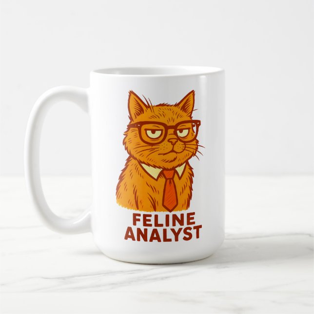 Tasse Cadeau Drôle Rétro - Analyste Félin (Gauche)