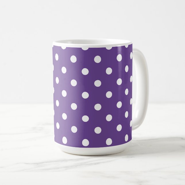 Tasse Cadeau Éléphant Blanc à Points Violet (Devant droit)