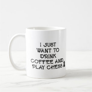 Tasse Cadeau Joueur d'Échecs Typographie en Distre