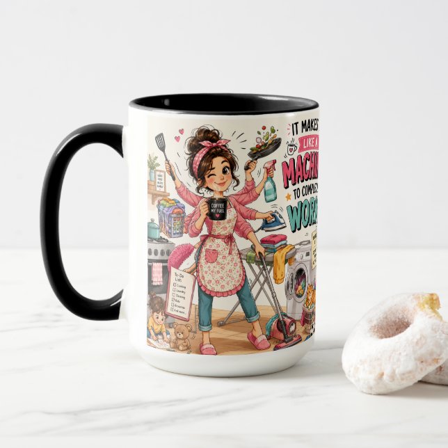 Tasse Cadeau pour Femme au Foyer, (Avec donut)
