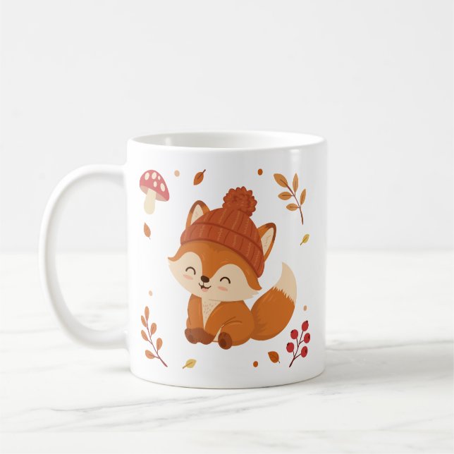 Tasse Café Aquarelle Renard Automne Mignon (Gauche)