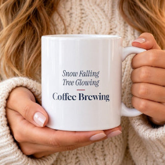 Tasse Café Brûlant Arbre Lumineux Neige Tombe