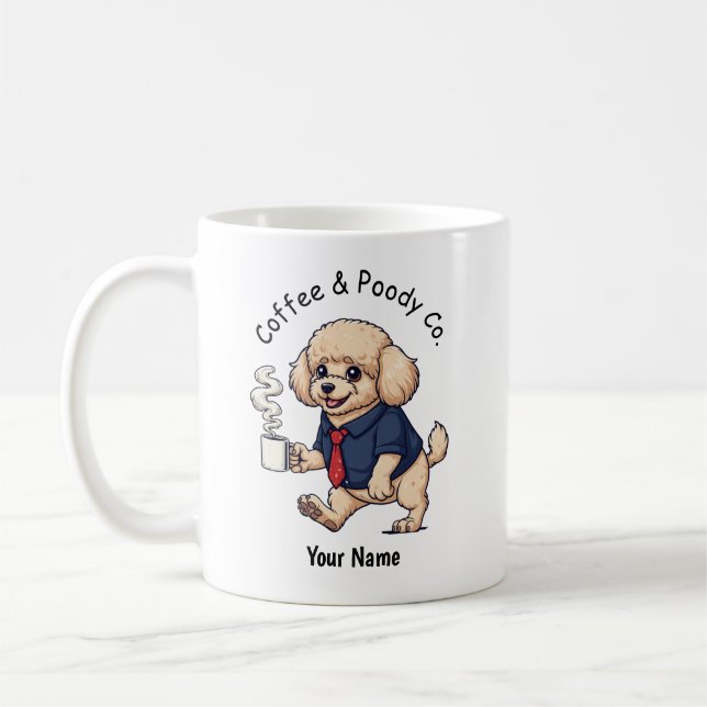 Tasse Café Chien Caniche Miniature Costume D'Affai (Gauche)