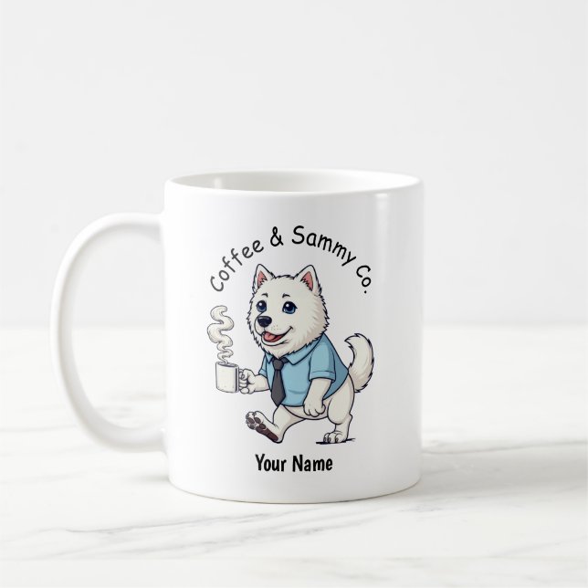 Tasse Café Costume D'affaires De Chien Samoyède Dr (Gauche)