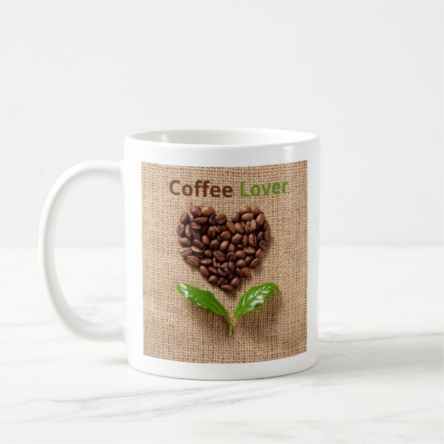 Tasse Café en Grains & Feuilles Vertes (Gauche)