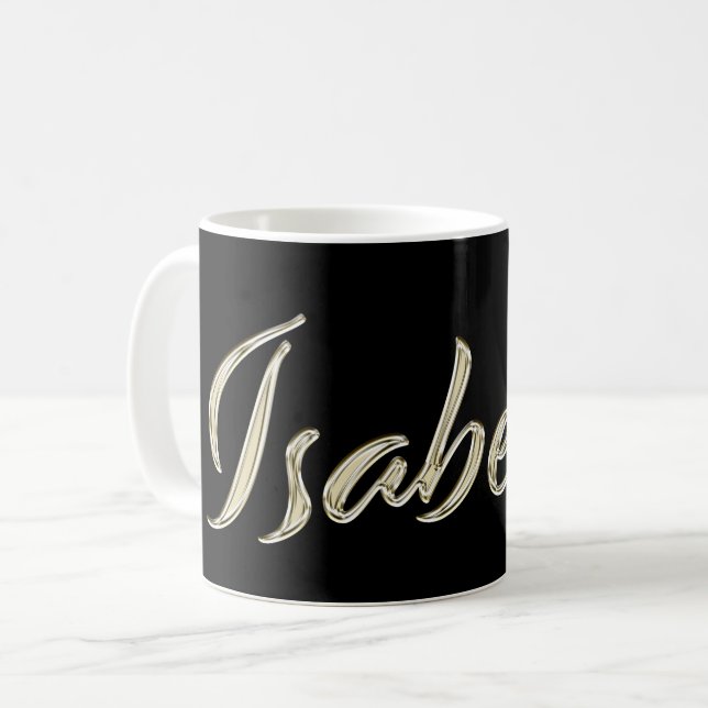 Tasse café Isabelle or blanc écriture (Devant gauche)