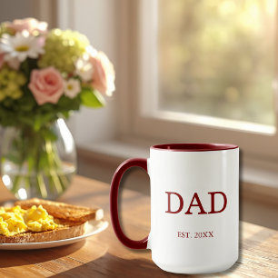 Tasse Café Marron avec Date Estimée de Papa et Nom
