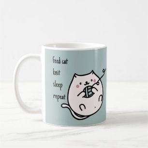 Tasse Café Tricot Nourrir Chat Dormir
