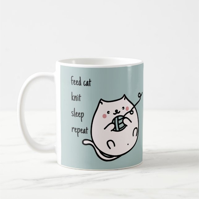 Tasse Café Tricot Nourrir Chat Dormir (Gauche)