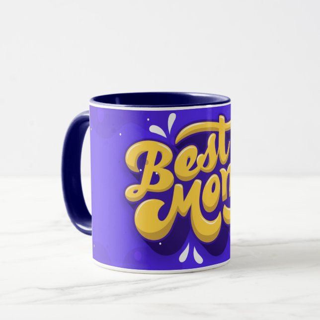 Tasse Café Violet Meilleure Maman Dessinée à la Ma (Devant gauche)