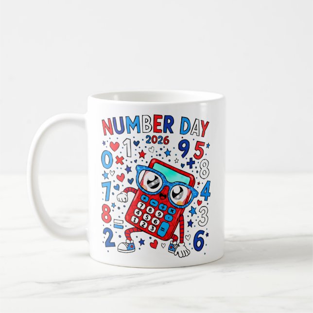 Tasse calculatrice de maths mignonne Jour Numéro 2 (Gauche)