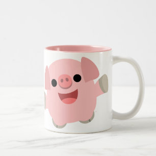 Tasse câline de porc de bande dessinée