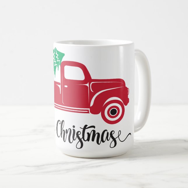 Tasse Camion Rouge Joyeux Noël | Fêtes de fin d'an (Devant droit)