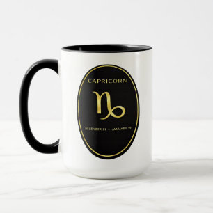 Tasse Capricorne Zodiaque Emblème Ovale en Or As