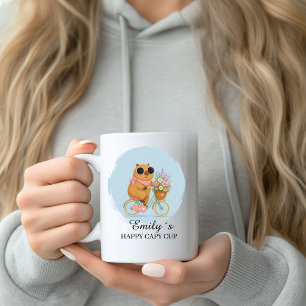 Tasse Capybara à Vélo Floral Personnalisée avec No